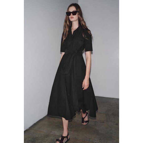 ZARA ZW COLLECTION POPLIN MIDI DRESS - Picture 7 of 7